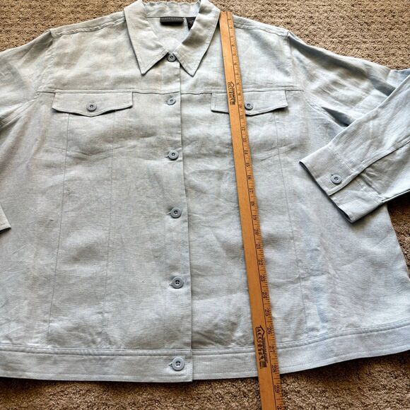 Relativity Woman 100% Linen Long Sleeve Button Down Shirt Women's 3X Light Blue - Picture 7 of 7